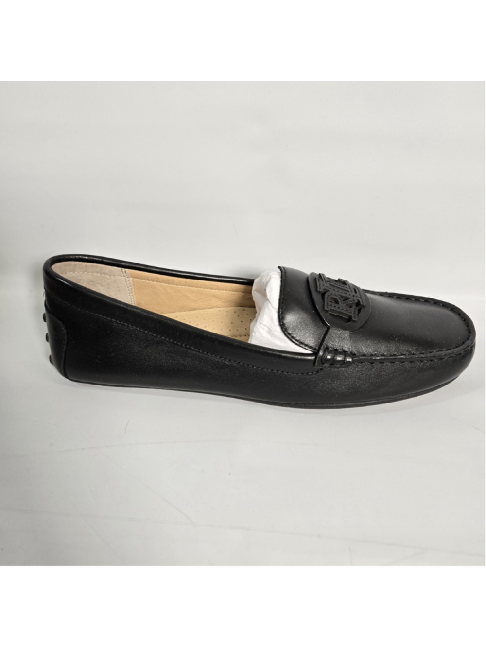 Lauren Ralph Lauren Brynn Loafer 7.5 Black Leather Comfort Flat NWOB Work Travel - Picture 5 of 11